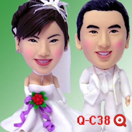 公仔-娃娃製作 浪漫結婚季節 Q-C38-潔白結婚公仔